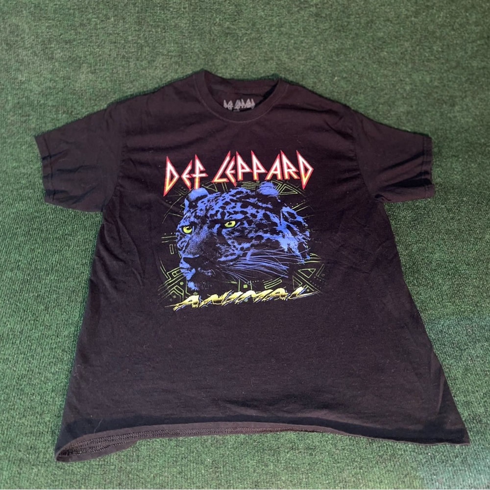 Def Leppard Shirt Adult Large Black English Rock Band Animal Music Tour
